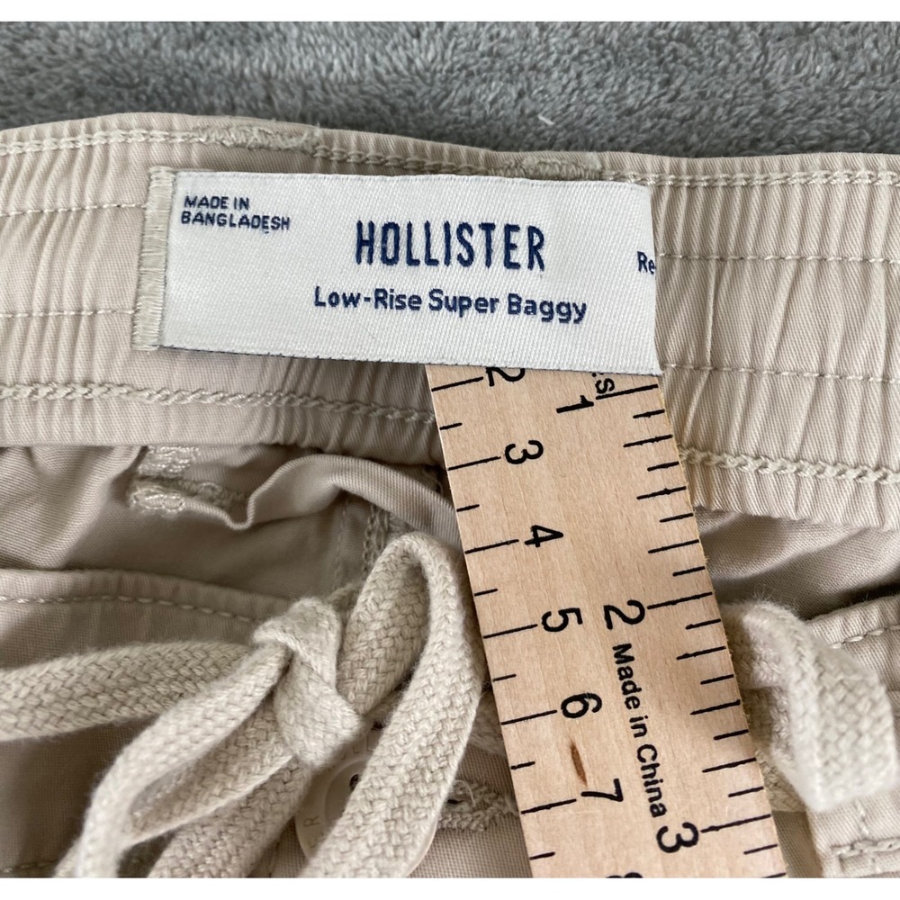 Hollister Low-Rise Super Baggy Pants Khaki Tan Wide Leg Women Medium Regular - Picture 3 of 16